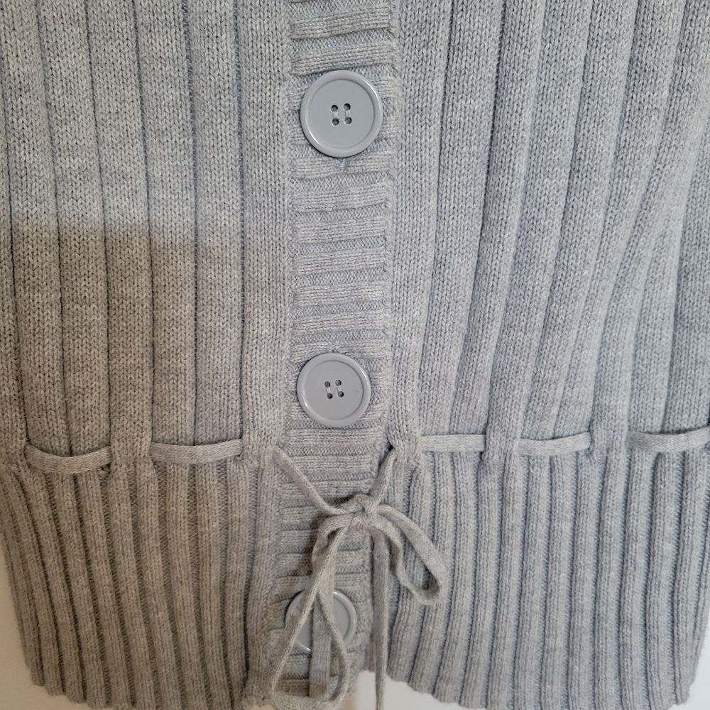 Super Cute Button Down Sweater With Belted Waist - Picture 7 of 7